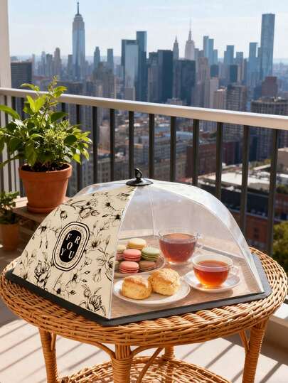 1个白色可折叠食物罩，可折叠防蝇食物帐篷，17英寸x17英寸户外食物伞罩，弹出式网状食物罩/户外食物帐篷/网状遮阳篷，适用于派对、野餐、烧烤，可重复使用且可折叠。