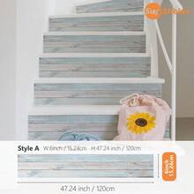 1pc Simple Wood Grain Style Home Decor Stair Sticker, Thick PVC Self-Adhesive Waterproof Peel And Stick, Suitable For Staircase Steps, Furniture Surface, Balcony Floor, Bathroom Floor And Other Scenarios, For Home Decor And Space Renovation