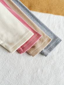 4pcs Baby Girls' Solid Color Long Sleeve Top Set, Cute Autumn/Winter - Multicolor - View 3