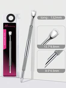 Empujador de cutículas oblicuo de doble cabeza de acero inoxidable de alta calidad, mango mate antideslizante, herramienta de manicura para limpieza de uñas y cuidado de cutículas