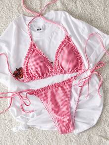 Sultry Sol 女款比基尼泳衣，適用秋冬情人節、聖誕節、新年派對，SS26 春夏沙灘裝 - 粉色 - 查看 3
