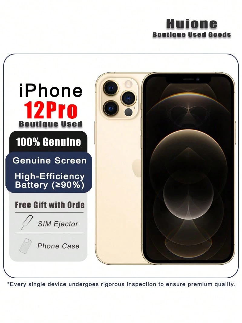 Used Apple IPhone 12pro Gold Premium Used Apple IPhone - Gaming Ready, Dual SIM 4G, 95% New Condition,Genuine Screen & High-Efficiency Battery (≥90%) - Gold - View 1