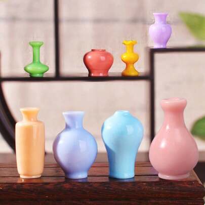4PCS 8PCS 16PCS 24PCS 32PCS 36PCS 45PCS 50PCS Simulated Vases, Resin Ceramic Vases, Resin Accessories, Artificial Creative Ornaments, Mini Living Room Food And Play Doll House Ornaments, Micro Scene Shooting Scene Props Ornaments, Desktop Ornaments, Mini Small Vases, Halloween Gifts, Christmas Gifts, Christmas Gifts, Christmas Micro Scene Ornaments