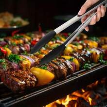 1 pièce Pinces de cuisine en silicone résistantes à la chaleur, pinces de cuisine en acier inoxydable avec embouts en silicone, pinces de cuisine antidérapantes parfaites pour la cuisson, le barbecue, le camping et les pique-niques - outils de cuisine essentiels et accessoires de cuisine (18/23/30 cm)