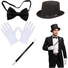 Conjunto de 4 disfraces de mago para Halloween con sombrero copa varita guantes y pajarita. para fiestas disfraces cosplay y eventos temticos. - inicial - Ver 7