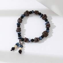 Coffee Bean Beaded Bracelet, Chinese Style, Natural Stone Small Blessing Pendant, Versatile For Men