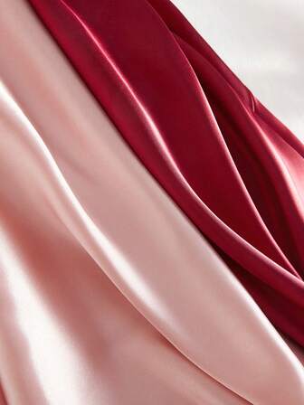 2 Pieces Set Of New Women's Sexy Lingerie Cross-Back Adjustable Straps Backless V-Neck Dress Plain Color Loose And Comfortable Satin Nightgown