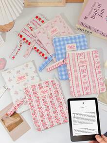 1个花卉图案6/6.8/7英寸电子阅读器保护套SA569P，适用于Kindle Paperwhite 2024 1/2/3/4/5/6电子书阅读器，电子阅读器收纳袋，学生礼物，学校/假期/旅行使用 - 彩色 - 查看 1