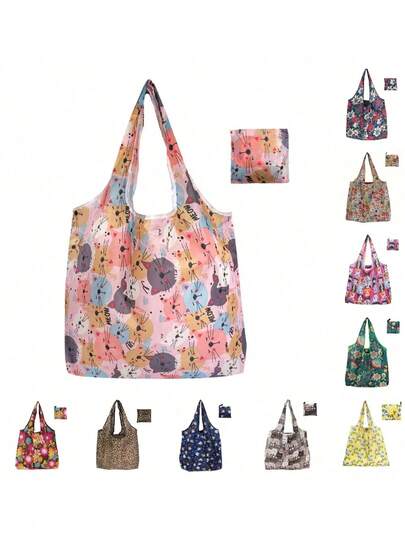 Large-Capacity Fashionable Printed Tote Bags, Fashionable Printed Tote Bags, Large Polyester Folding Bags, Travel Bags, Shoulder Bags, Large-Capacity Shopping Bags, Foldable And Reusable Bags, Schoolbags, Portable, Large-Capacity, Perfect For Teenagers, Girls, College Students, Perfect For Offices, Colleges, Junior High Schools, Senior High Schools, Work, Business, Commuting, Offices, Beaches