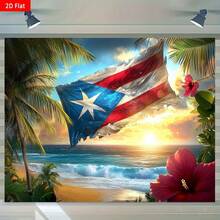 Vibrant Puerto Rican Cultural Tapestry, Bedroom Aesthetic Boho Hanging Tapestry, Perfect For Home Or Outdoor Spaces, Easy To Hang & Maintain, Indoor/Outdoor Party & Room Decoration, Hanging For Bedroom, Living Room, Dorm Decor, Flag For Room, Room Decor, Wall Decor, Home Decor ,Room Stuffs, Wall Tapestry, Wall Art - màu1 - Xem 3