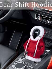 1pc Festive Christmas Santa Claus Hoodie Car Gear Shift Knob Cover, Polyester Fiber Dustproof Gaiter, Unique Stylish Auto Interior Accessory, Universal Fit For Various Vehicles Christmas Decorations Winter Room Decor Christmas Decorations Home Christmas Gifts Christmas Decor