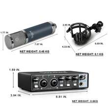 Depusheng V11 Audio Interface With 48V Wire Condenser Microphone Professional USB Sound Card Use For Recording,Live Streaming - màu đen - Xem 6