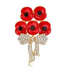 Rote Emaille Strass Kristall Diamant Mohn Brosche, Halloween Accessoires, Lehrertag, Weihnachtsgeschenk