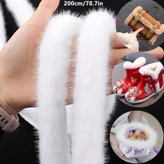 仿毛皮饰边，长度200厘米，款式多样，适用于DIY缝纫和手工制作、服装装饰、圣诞装饰和时尚配饰。