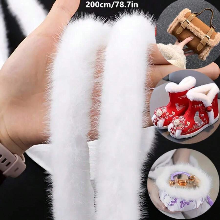 200厘米人造毛皮饰边，风格百搭，适合DIY缝纫和手工制作、服装装饰、节日装饰和时尚配饰。 - 彩色 - 查看 1
