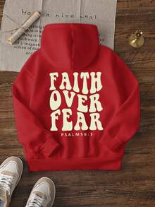 Áo nỉ dài tay in họa tiết dáng rộng cho bé gái tuổi teen, thích hợp mặc mùa thu/đông, chất liệu dày dặn, dành cho học sinh - Áo nỉ được thiết kế cho những tâm hồn trẻ trung năng động, với thông điệp "Niềm tin chiến thắng nỗi sợ hãi". - Đỏ - Xem 2