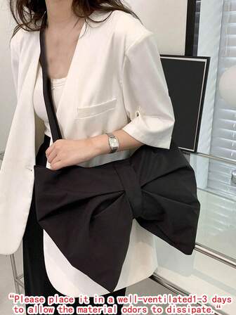 1pc Black Asymmetric Shaped Bowknot Crossbody Bag For Women, Perfect Valentine's Day Gift For Her, Bow Purse For Women, Best Valentine's Gift Choice Ever