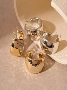 Oversized C-Shaped Hoop Earrings, Acrylic Material, Retro Elegant Style, Suitable For Women's Daily Wear