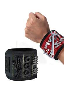 磁性腕带工具收纳盒 - 黑色/红色腕带，带 9 个强力磁铁，非常适合螺丝、钉子、钻头 | DIY 爱好者的理想选择，父亲节礼物，DIY 工具架 | 耐用面料，带强磁的工具架腕带 - 彩色 - 查看 6