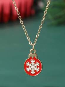 1pc Christmas Creative Cute Santa Claus, Christmas Tree, Snowflake, Bell, Wreath, Snowman Pendant Necklace, Girls Holiday Party Accessory Gift - Multicolor - View 10