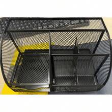 Desktop Organizer Pen Holder Combo, Multi-Functional Storage Rack For Office/Student Desk, Space-Saving Desk Organizer Metal Hollow-Out 7-Grid