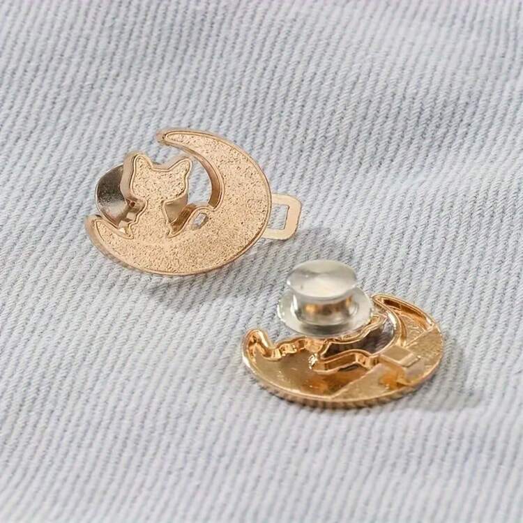 1/2 对猫和月亮束腰带，可拆卸腰部纽扣夹，无缝束腰带，女式金属可爱月亮猫腰扣可调节裤子/裙子尺码，日常休闲时尚配饰，节日礼物 - 彩色 - 查看 11