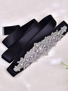1 peça cinto de casamento feito à mão com strass e cristal prateado, decoração de cintura para madrinha de casamento, acessório de Halloween