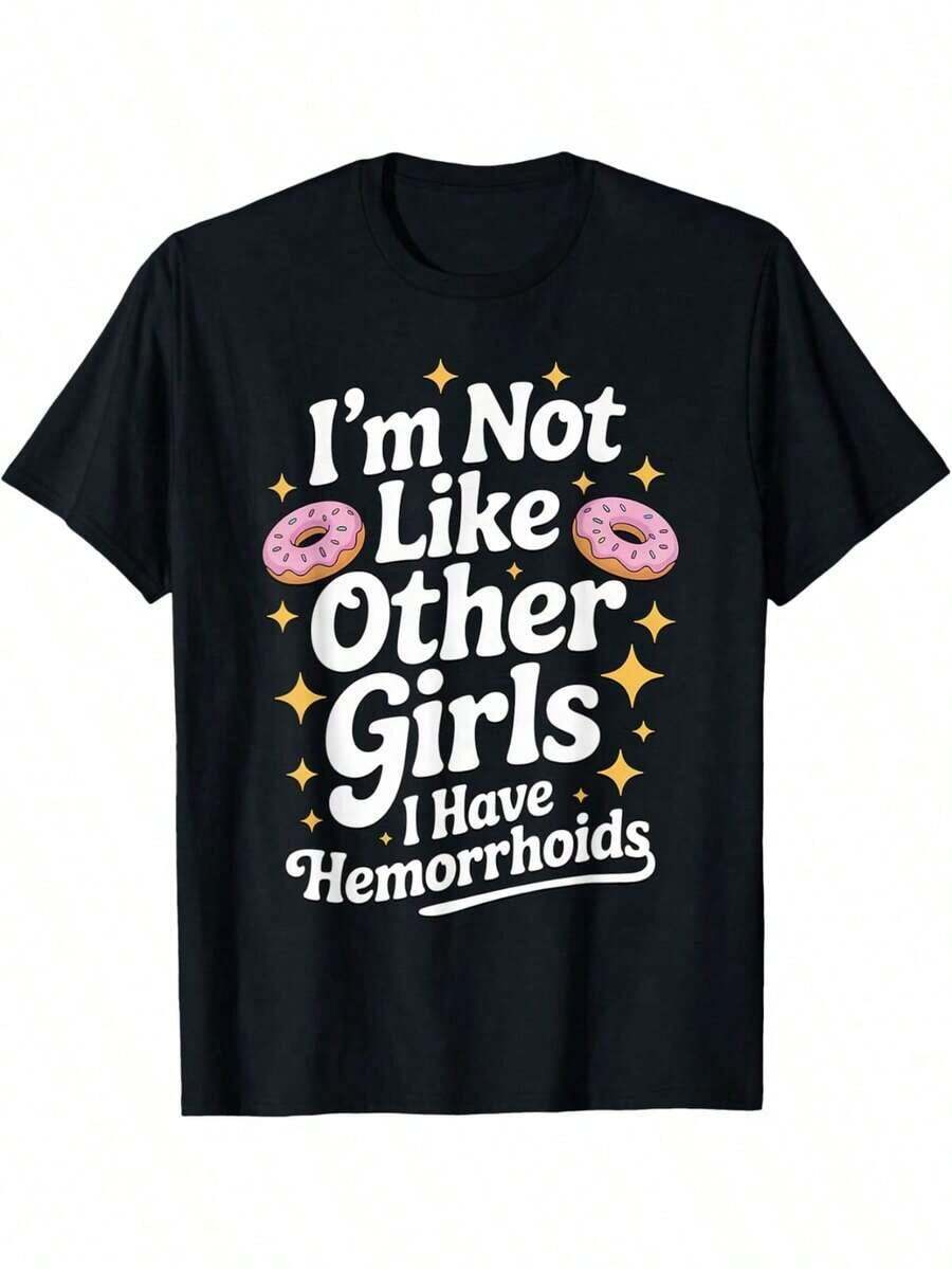 Camiseta de humor inapropiado para adultos con hemorroides - Negro - Ver 1