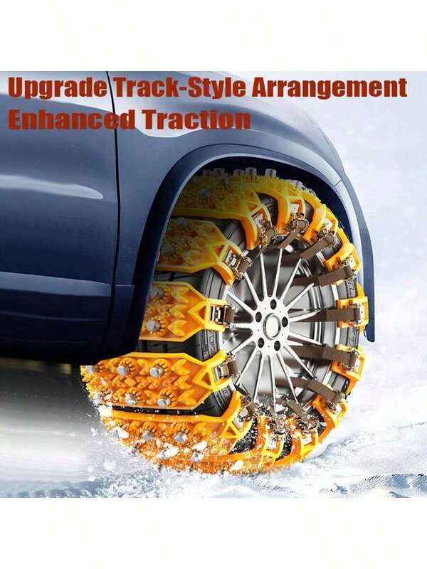 1 Set Of Car Tire Snow Chains, Winter Snow Tire Traction Chains, Yellow Anti-Slip Chains, Adjustable Tire Chains, Reusable Winter Chains, Ensuring Safe Driving, Durable Tire Chains, Suitable For Most Sedans And Suvs On Icy And Snowy Winter Roads