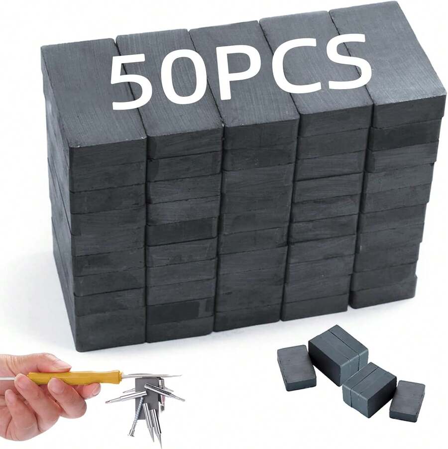 ¡Recomendado50 Imán de Ferrita Rectangular,Tamaño 20X10X5mm,fáciles de Transportar Imanes Potentes,Imanes magnéticos para Nevera,adecuados para pizarras Blancas, colocación de Herramientas, etc.¡Top de Temporada - 1 - Ver 1