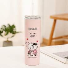 SNOOPY 1 件史努比 650ml 不锈钢真空保温水瓶，大容量，车载杯，户外便携式吸管杯，咖啡杯 - 彩色 - 查看 13