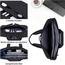 Funda para Laptop 15.6 pulgadas Bolsa para laptop para hombre y mujer Impermeable Portafolio Maletin para laptop Bolsas de Mensajero para Computadora para viajes de negocios,Negro - Negro - Ver 12