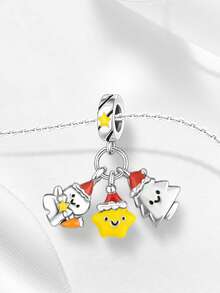 STYFNE 1 pieza Colgante con cuentas de árbol de Navidad, campana, Papá Noel, reno, muñeco de nieve, adecuado para pulseras DIY, joyería de mujer, pequeño regalo diario