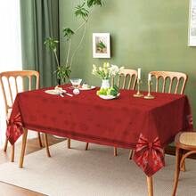 1pc/10pcs Christmas Red Snowflake Bow Tablecloth Decor, Suitable For Dinner And Picnic, Waterproof And Easy To Clean Tablecloth For Dining Table Party, Rectangular Home Decor For Dining Table, Bar, Coffee Table, Outdoor Picnic, Restaurant Patio, Party Decor, Indoor And Outdoor Use, Available In Multiple Sizes - Multicolor - View 8