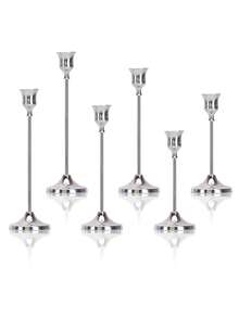 3/6/30pcs Vintage Silver Retro European Style Metal Candle Holders, Minimalist Decor For Wedding, Bar, Party, Living Room, Dining Room - Silver - View 16