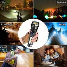 1PC Rechargeable LED Flashlight With 7 Modes & Adjustable Focus - USB Powered, Red/Blue/White Sidelight For Camping, Fishing & Outdoor Emergencies