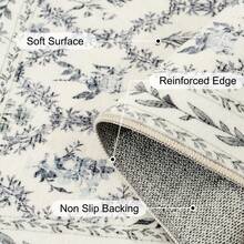 Area Rug 8x10 Feet Washable Rug, Pink Vintage Traditional Rug, Foldable Ultra-Thin Retro Decorative Indoor Distressed Non-Slip Carpet Floral Print Mat Bedroom Living Room Bathroom - Màu be xám - Xem 9