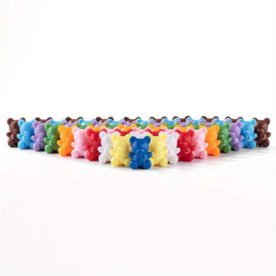 10/60 Peças Conjunto de Ursos de Contagem do Arco-Íris, Ursos de Plástico de Classificação e Contagem, Manipulativos de Matemática, Ursos de Contagem Coloridos, Adequados para Acessórios de Casa de Bonecas, Acessórios DIY