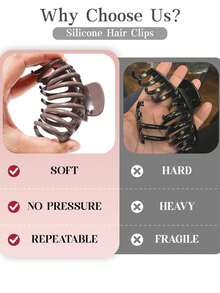 3pcs Plus Size Women's Silicone Hair Clips, Flexible Claw Clips, Soft Bendable Hair Claws, Hair Accessories, Non-Slip Fixation Claws, Versatile Bun Hairstyle Clips, Suitable For Work, Yoga, Running, Party And More, Autumn Hair Accessories Winter Hair Clutch