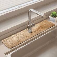 Tapete de pia impermeável de silicone com imitação de madeira (1 unidade) - Protetor de bancada antiderrapante e absorvente, ideal para pias de cozinha e banheiro, adequado para decoração de casa, escritório e estilo rústico. - Multicolorido - Ver 2