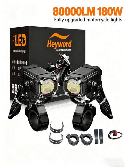 Heyword Heyword 1 peça/2 peças Luzes LED externas para carros e motocicletas, brilho ultra-alto, luzes de farol alto e baixo, luzes piscantes explosivas amarelas, brancas, vermelhas e três cores que mudam livremente, luzes de trabalho universais para veículos off-road