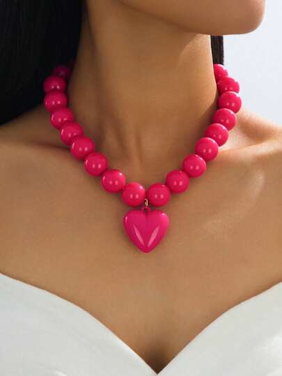 1 adet şık akrilik inci kalp kolye ucu, Sevgililer Günü hediyesi, parti ve günlük kullanım için uygundur