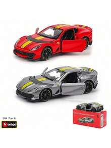 Burago 1:64 比例法拉利系列合金压铸汽车模型，微缩仿真压铸车，收藏级迷你跑车，汽车模型装饰，生日、新年、圣诞节男士礼物 - 812 競賽紅 - 查看 10