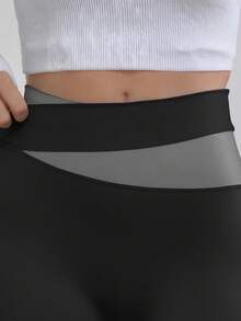 Soyun 女士撞色抓绒连体裤，适合休闲冬季穿着，保暖日常健身紧身裤 - 黑色 - 查看 6
