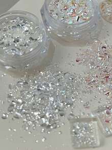 1/2pcs New Hexagon Holographic Sequins, Asymmetrical Iridescent Nail Art Sequins, Nail Charms, DIY Nail Decorations, Nail Accessories