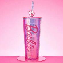 Miniso Barbie Sunshine Shine Series Double - Layer Straw Cup 775mL/26.21oz - With A Dreamy Pink - Purple Gradient Cup Body And A Prominent Barbie Logo, Featuring A Double - Layer Design For Heat Insulation And Scald Prevention(1 PC)