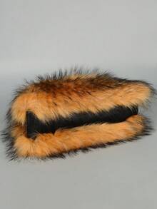 New Plush Wrist Strap Clutch Bag For Women, Spacious Faux Fur Fashion Handbag For Autumn/Winter - Camel - View 5