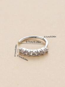 4pcs Fashion Charm Minimalist Copper Embedded Cubic Zirconia Clover Nostril Hoop, Fake Nose Piercing, Suitable For Women Daily Wear Body Jewelry, Piercing Accessory, Gift For Friend