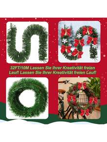 13pcs 5.5M Christmas Garland, Christmas Tinsel Garland With Red Bows For Indoor Outdoor And Home Decor, Christmas Metallic Twist Garland Xmas Tree Decorations For Holiday Wedding Party Supplies