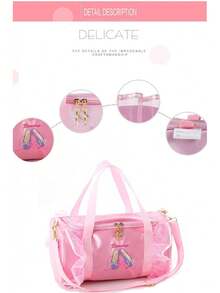 Bolsa de baile para niños, ligera, linda, bolsa de ballet para gimnasio, viajes, bolsa de viaje para niñas, bolsa de vestido de tutú, regalo para niñas de 3 a 6 años, Con color, Lindo - Vestido rosa con lentejuelas - Ver 9